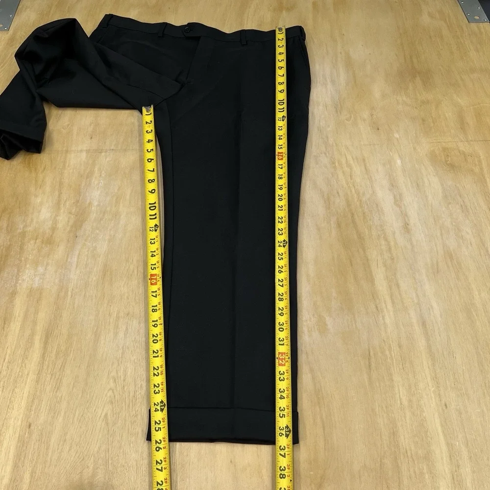 Hawes & Curtis Suit Mens 44S Short Slim‎ Fit Wool Cuffed Pants 38x26 Black
